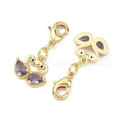 Swan Brass Micro Pave Cubic Zirconia Pendant Decorations&nbsp;CU-B198-07G