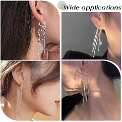 2 Pairs 925 Sterling Silver Hoop Earring Findings&nbsp;STER-BBC0007-15