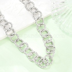 12MM 304 Stainless Steel Textured Ring Link Chain Necklaces for Women&nbsp;NJEW-Z115-11P