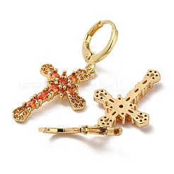Real 18K Gold Plated Brass Dangle Leverback Earrings&nbsp;EJEW-A033-03G-05