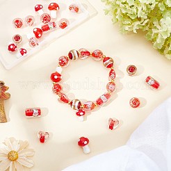 38Pcs 7 Style Handmade Luminous Inner Flower Lampwork Beads&nbsp;LAMP-OC0001-45