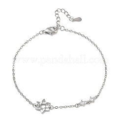Brass Micro Pave Clear Cubic Zirconia Link Bracelets&nbsp;BJEW-E114-01A-P