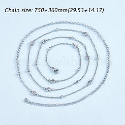 Simple Long Chain Necklace with Beads Stainless Steel Sweater Necklace Adjustable Chain Necklace Trendy Statement Necklace Neck Jewelry for Women&nbsp;JN1103A