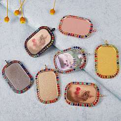 14Pcs 7 Colors Alloy Big Pendant Cabochon Settings&nbsp;ALRI-SZ0001-05