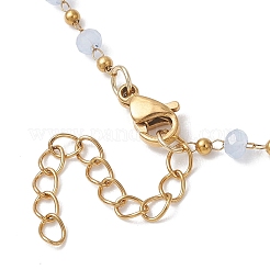 Handmade Faceted Rondelle Glass Beaded Link Chain Necklaces&nbsp;NJEW-JN05744-02