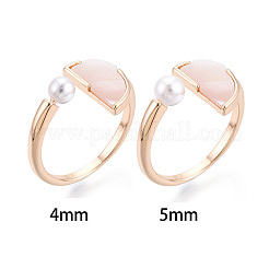 Half Round Shape Brass Shell Cuff Ring Settings&nbsp;KK-T076-64G