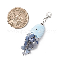 4Pcs Natural Gemstone Chips & Handmade Porcelain Octopus Pendant Decorations&nbsp;HJEW-JM04769