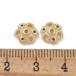 Brass Micro Pave Cubic Zirconia Bead Caps&nbsp;ZIRC-F141-18G-01