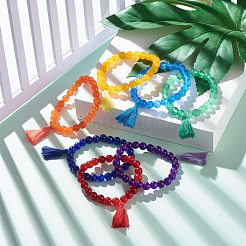 Dyed Natural Malaysia Jade Round Beads Stretch Bracelets Set&nbsp;BJEW-JB06956