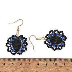 Copper Beading Wire with Seed Glass Beads Dangle Earrings&nbsp;EJEW-MZ00807-02
