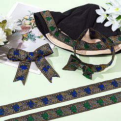 2Pcs 2 Colors Ethnic Style Embroidery Polyester Ribbons&nbsp;OCOR-PH0003-92