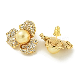 Rack Plating Brass Micro Pave Clear Cubic Zirconia Stud Earrings&nbsp;EJEW-H014-13G-03