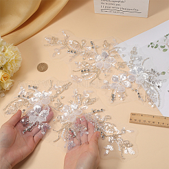 Flower Gauze & Sequin Embroidery Ornament Accessories&nbsp;DIY-WH0430-464B