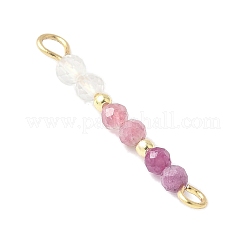 Faceted Round Natural Quartz Crystal & Ruby & Pink Tourmaline Beaded Connector Charms&nbsp;PALLOY-JF03530-09