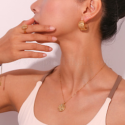304 Stainless Steel Colorful Rhinestone Oval with Moon Star Pendant Necklaces for Women&nbsp;WG3D517-01
