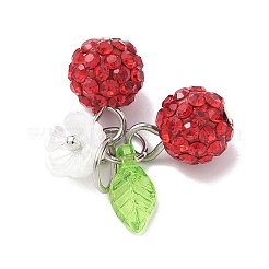 Handmade Polymer Clay Rhinestone Cherry Pendants&nbsp;PALLOY-JF03868-03