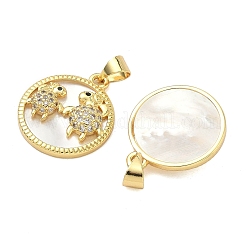 Brass Micro Pave Cubic Zirconia Pendants&nbsp;KK-A282-15G