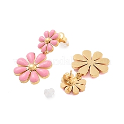 304 Stainless Steel Enamel Stud Earrings&nbsp;EJEW-S226-01G-02