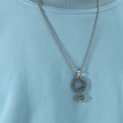 Viking 304 Stainless Steel Female Symbol Pendant Box Chain Necklaces for Unisex&nbsp;WG343F0-01