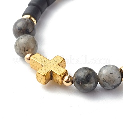 Natural Larvikite Beads Stretch Bracelets&nbsp;BJEW-JB06553