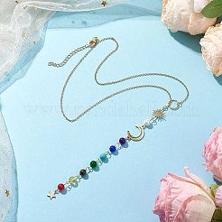 Chakra Natural Malaysia Jade & Tiger Eye & Synthetic Citrine & Synthetic Turquoise Pendant Necklaces&nbsp;NJEW-JN05046