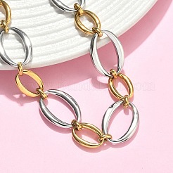 Two Tone 304 Stainless Steel Oval Link Chain Bracelets for Women&nbsp;BJEW-F533-02F-G