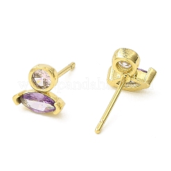 Real 18K Gold Plated Brass Horse Eye Stud Earrings&nbsp;EJEW-L270-19G