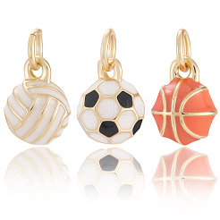 9Pcs 3 Styles Brass Enamel Pendants&nbsp;KK-BBC0019-17
