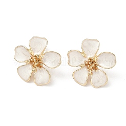 Flower Alloy Enamel Stud Earrings&nbsp;EJEW-P310-01G-01