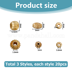 60Pcs 3 Styles Brass Beads&nbsp;KK-HS0015-05