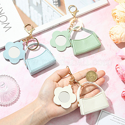 4Pcs 4 Colors PU Leather Mini Wallet Keychian&nbsp;KEYC-SC0001-70