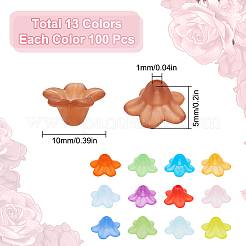 1300Pcs 13 Colors Transparent Acrylic Bead Caps&nbsp;TACR-SP0001-07
