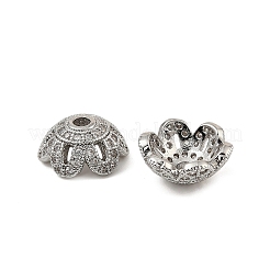 Brass Micro Pave Clear Cubic Zirconia Bead Caps&nbsp;KK-K374-25P