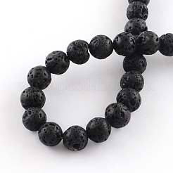 Dyed Natural Lava Rock Gemstone Round Bead Strands&nbsp;X-G-R293-05