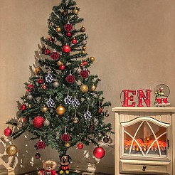 12Pcs 2 Colors Foam and Plastic with Cloth Ball Christmas Tree Decorations&nbsp;DIY-SZ0003-81