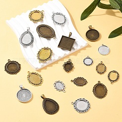 40Pcs 20 Styles Tibetan Style Zinc Alloy Pendant Cabochon Settings&nbsp;TIBEP-YW0002-16