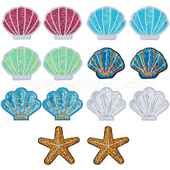 14Pcs 7 Styles Felt with Plastic Paillette Sew On Patches&nbsp;PATC-CY0001-81