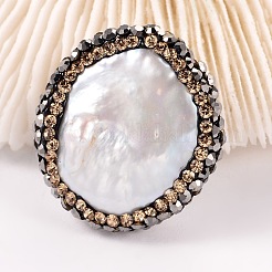 Flat Round Natural Cultured Freshwater Pearl Beads&nbsp;BSHE-P004-02