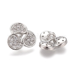 Brass Micro Pave Clear Cubic Zirconia Shank Buttons&nbsp;KK-H738-08P