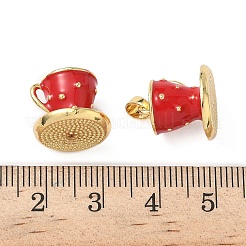 Brass Enamel 3D Cup Charms&nbsp;KK-I371-36G-02