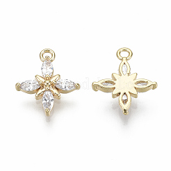 Brass Micro Pave Clear Cubic Zirconia Charms&nbsp;X-KK-S348-552-NF