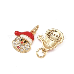 Christmas Brass Micro Pave Cubic Zirconia Enamel Charms&nbsp;KK-L255-19G-05
