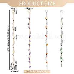 Gemstone Round & Chip Hair Pendants Decoration Chain Clips for Woman Girl&nbsp;OHAR-AB00007