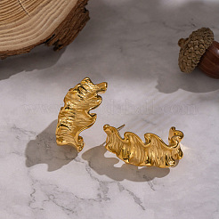 Wrinkled C-Shaped 304 Stainless Steel Stud Earrings&nbsp;SF8880