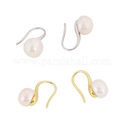 2 Pairs 2 Colors Brass Natural Pearl Dangle Earrings&nbsp;PEAR-TA0001-52