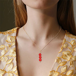 8Pcs 8 Style Natural Mixed Gemstone Round Beaded Pendant Necklaces Set with Iron Cable Chains&nbsp;NJEW-AB00025