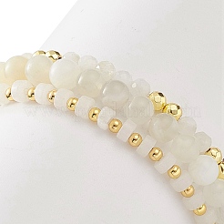 3Pcs 3 Style Natural White Jade & Moonstone & Synthetic Hematite Beaded Stretch Bracelets Set&nbsp;BJEW-JB09120