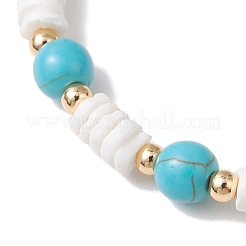 Natural White Shell & Synthetic Turquoise Beads Stretch Bracelets for Women&nbsp;BJEW-JB13477-01
