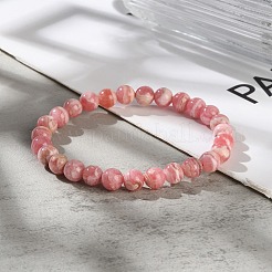 Natural Argentina Rhodochrosite Beaded Stretch Bracelets&nbsp;BJEW-L700-01A