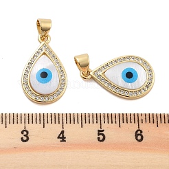 Brass Pave Cubic Zirconia With Shell And Enamel Pendants&nbsp;KK-U009-07G